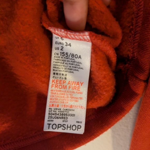 Burnt Orange Cropped Square-neck sweatshirt - Picture 5 of 5